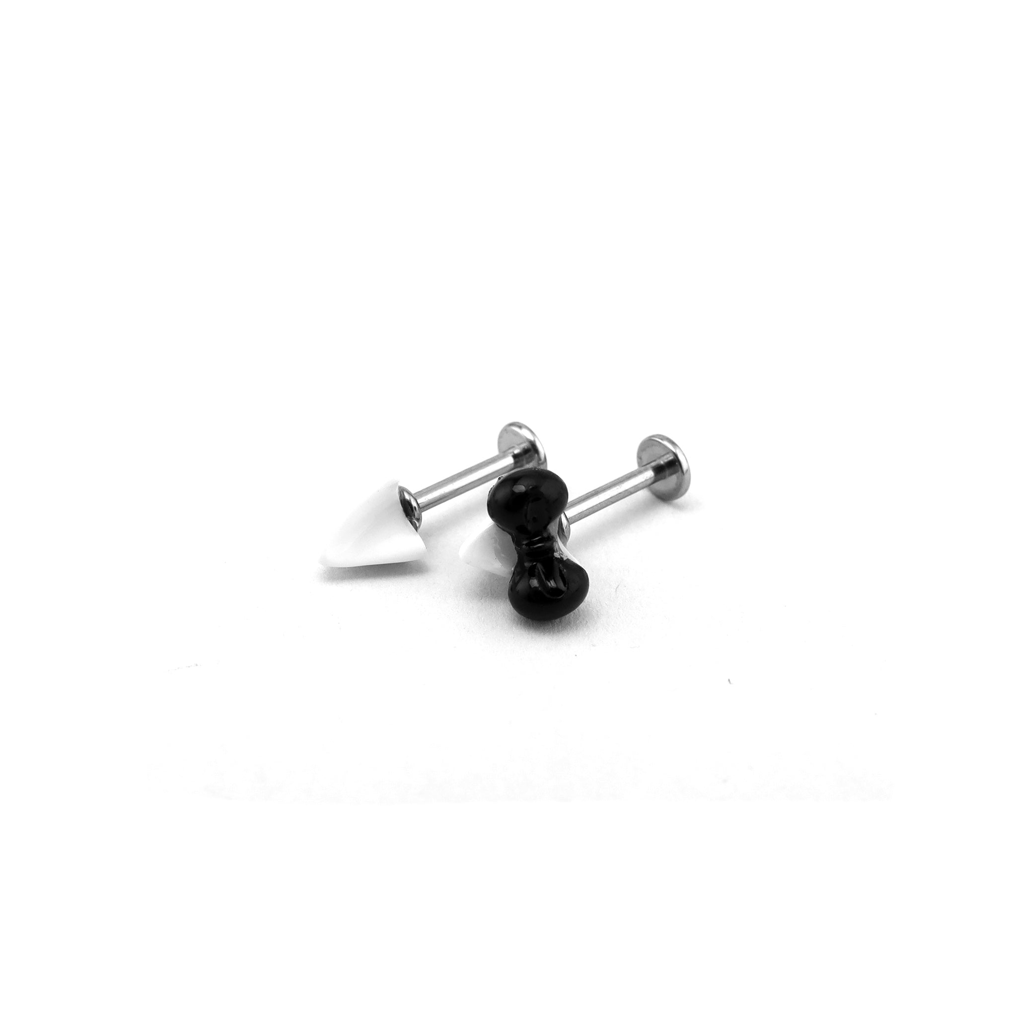 Titanium Alloy Black & White Hello Kitty Ear Stud