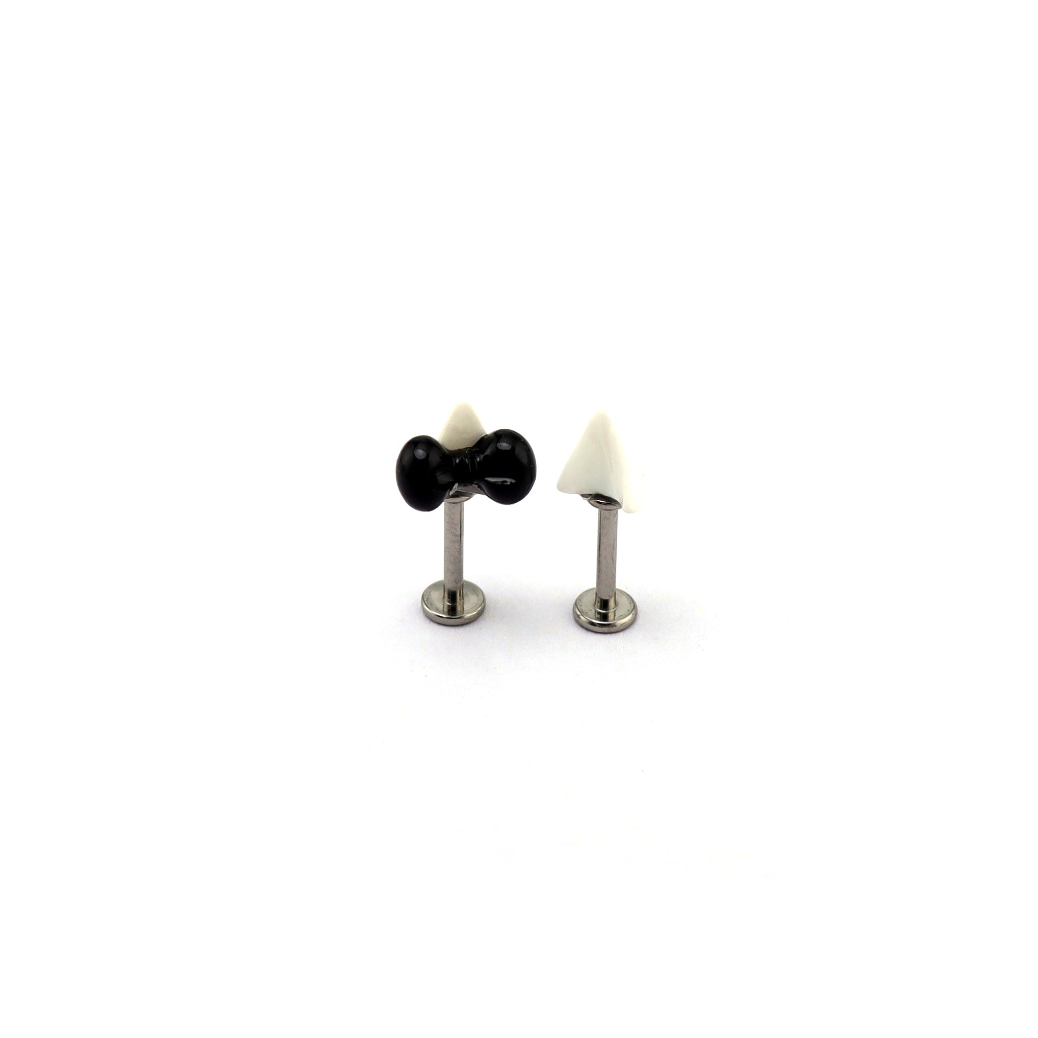 Titanium Alloy Black & White Hello Kitty Ear Stud