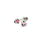 Titanium Alloy Black & White Leopard Print Cat Ear Stud