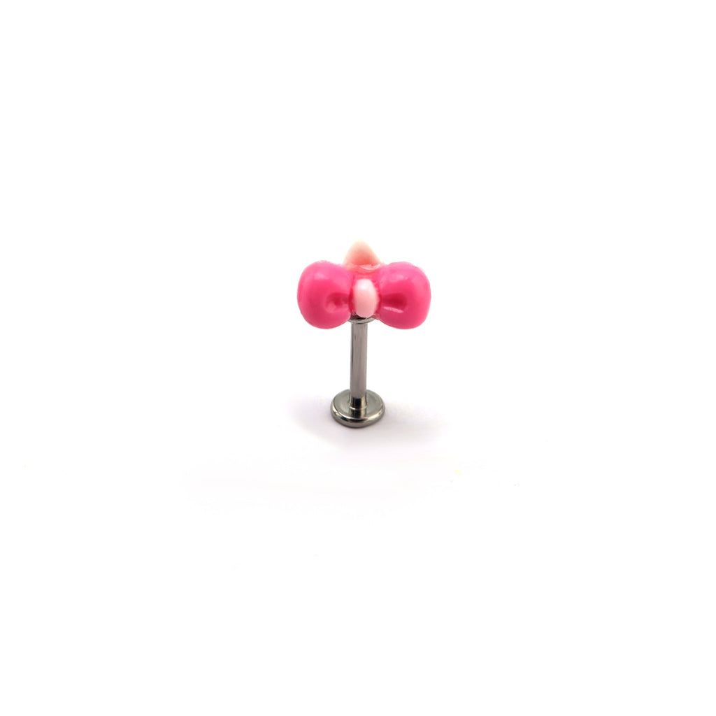 Titanium Alloy Pink Resin Hello Kitty Ear Stud