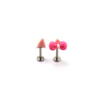 Titanium Alloy Pink Resin Hello Kitty Ear Stud
