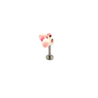 Titanium Alloy Pink Leopard Print Hello Kitty Ear Stud