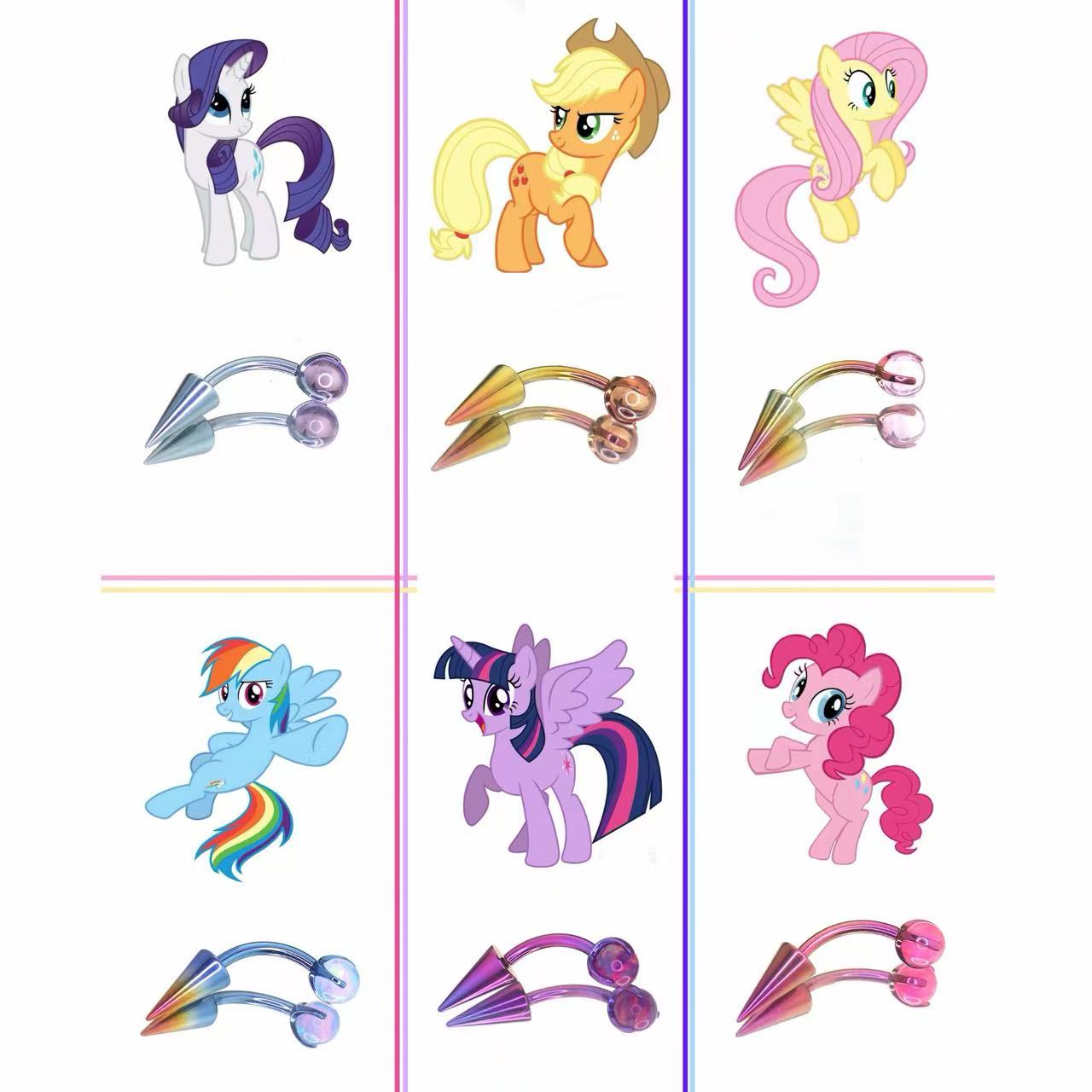 MLP Titanium Inner Thread Zirconia Stud -  Eyebrow & Rook & Ear