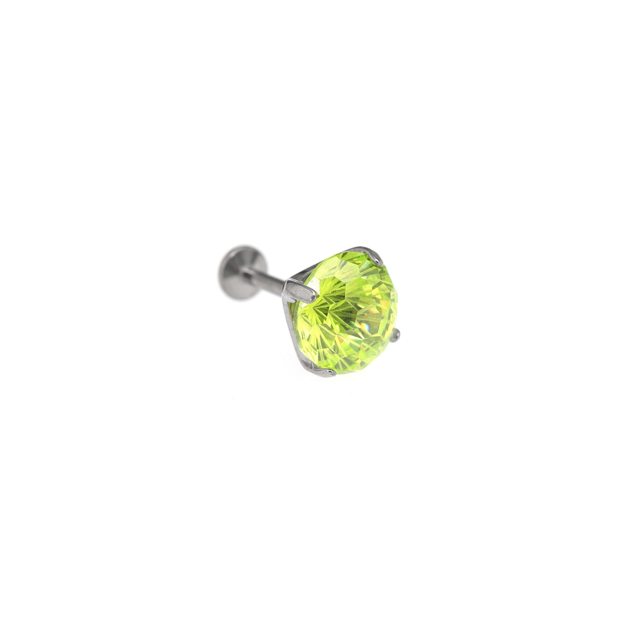 Green Firework-Cut CZ Titanium Studs