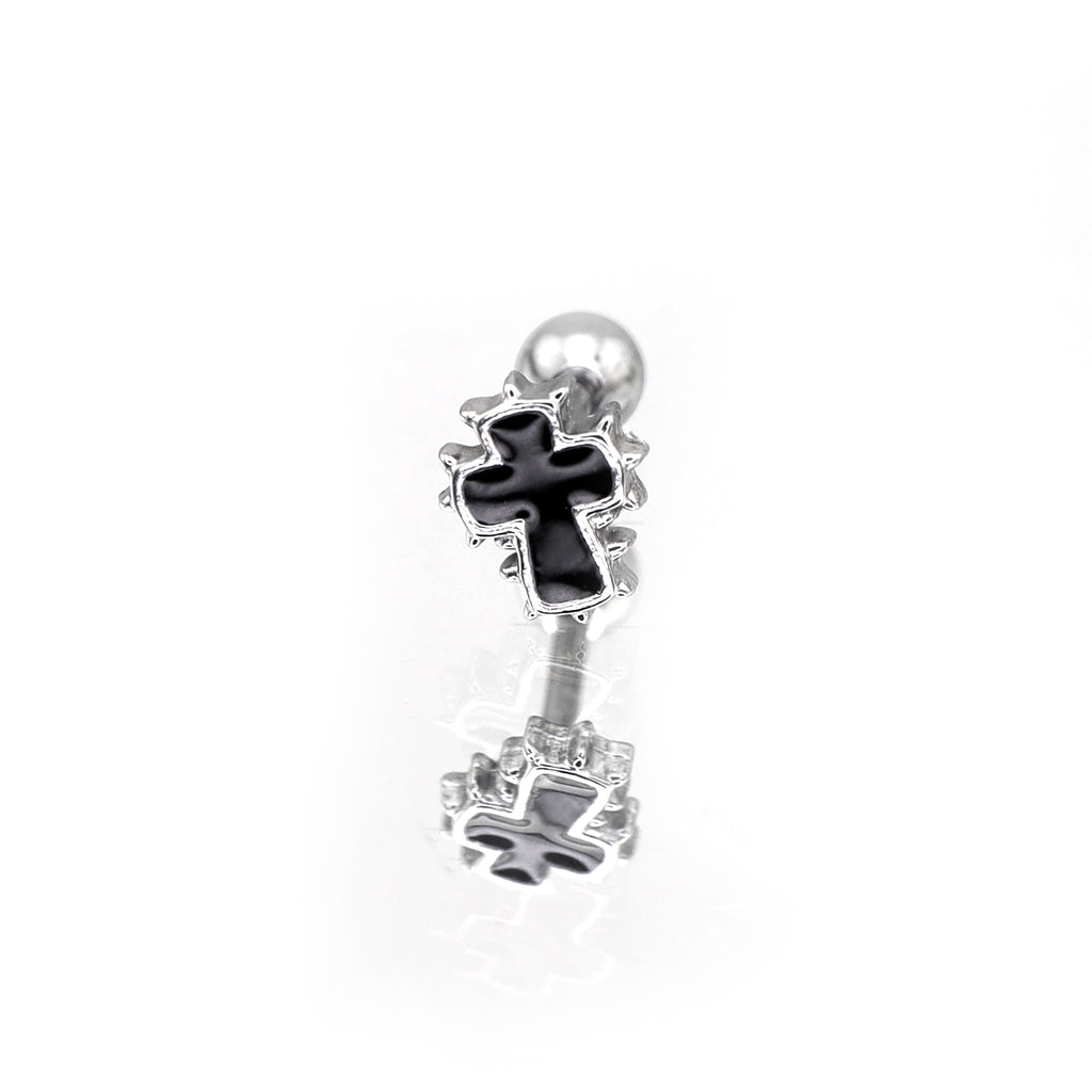 Spiked Oil Slick Cross stainless steel Ear Studs