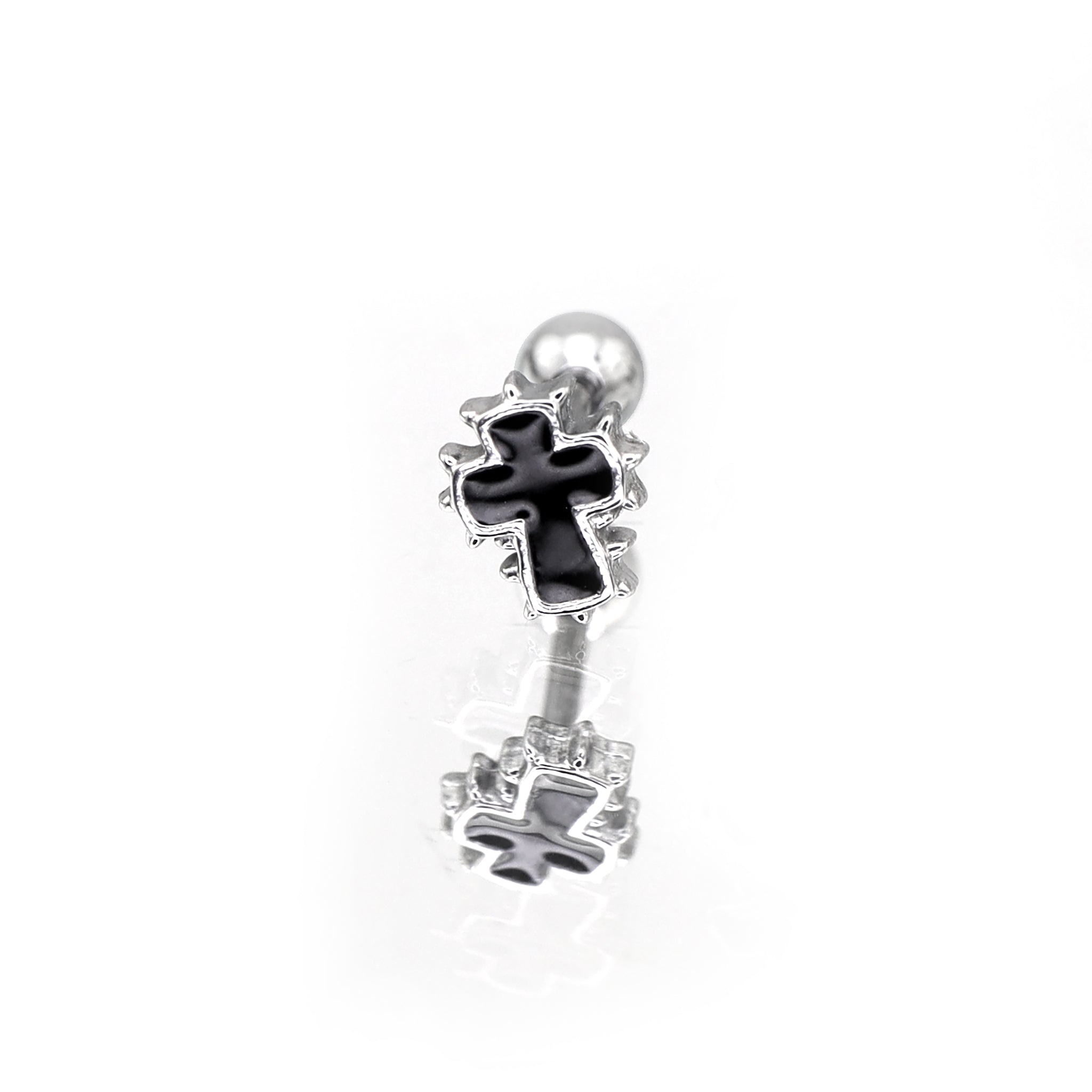 Spiked Oil Slick Cross stainless steel Ear Studs