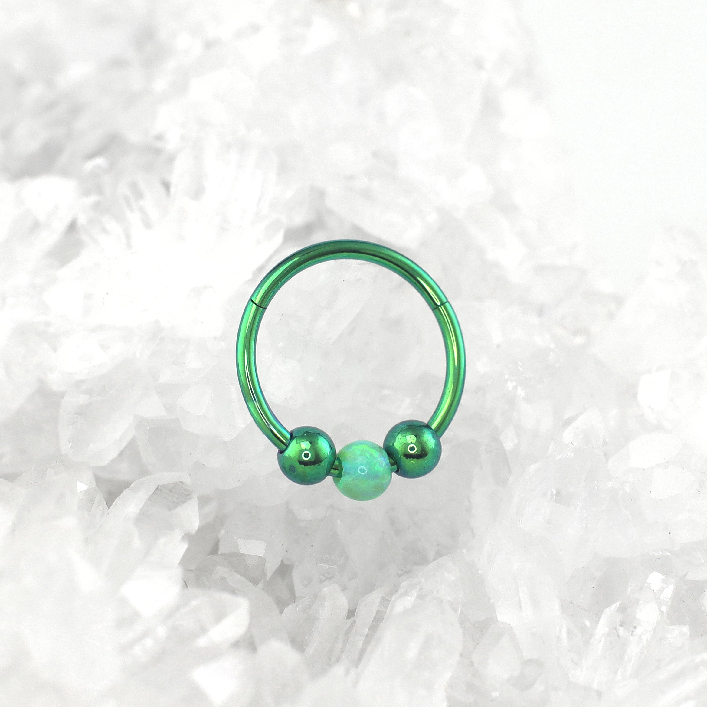 Spinning Ball Opal Titanium Segment Hoop