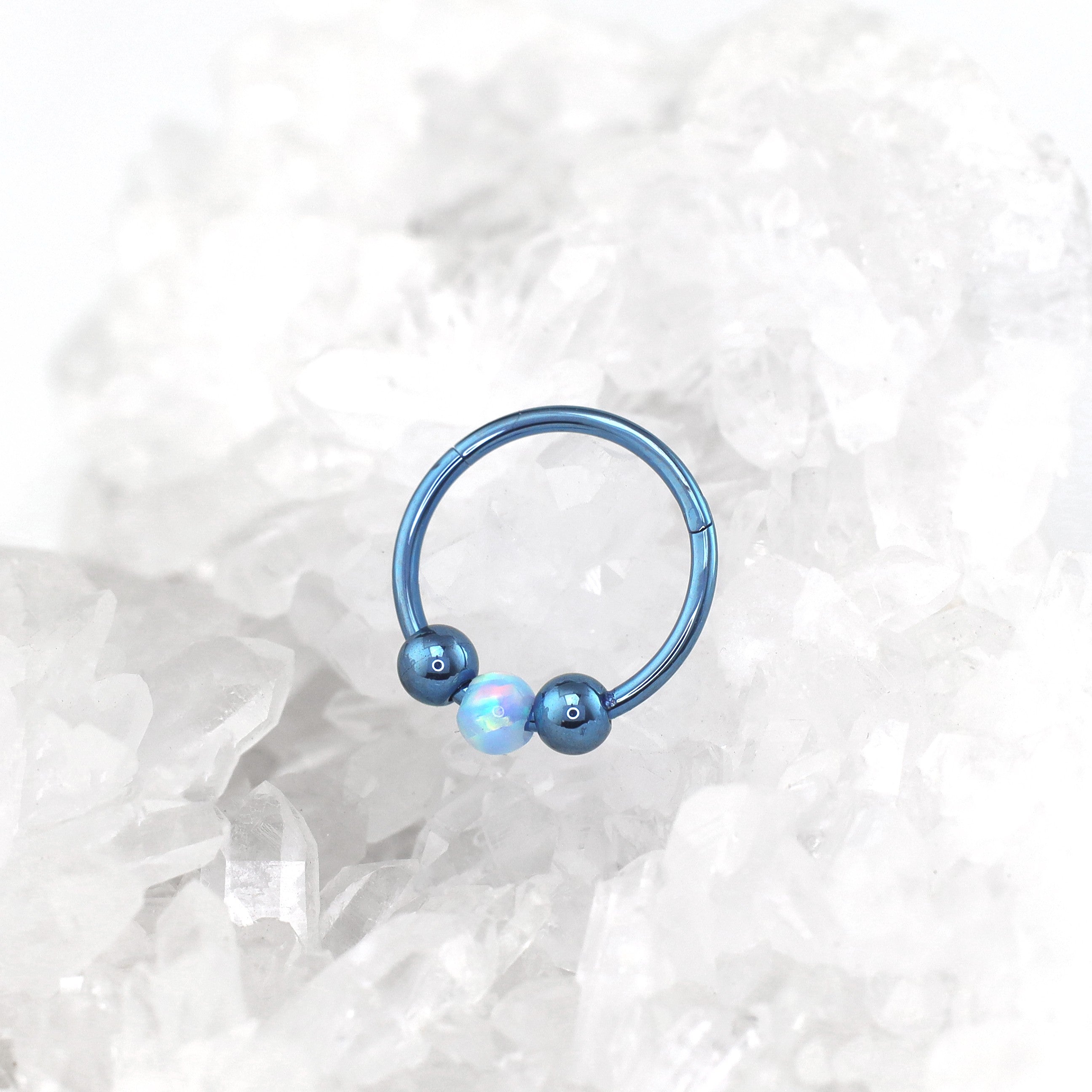 Spinning Ball Opal Titanium Segment Hoop