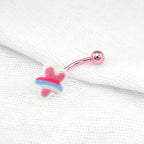 Pink Cherry Blossom Star stainless steel Belly Ring
