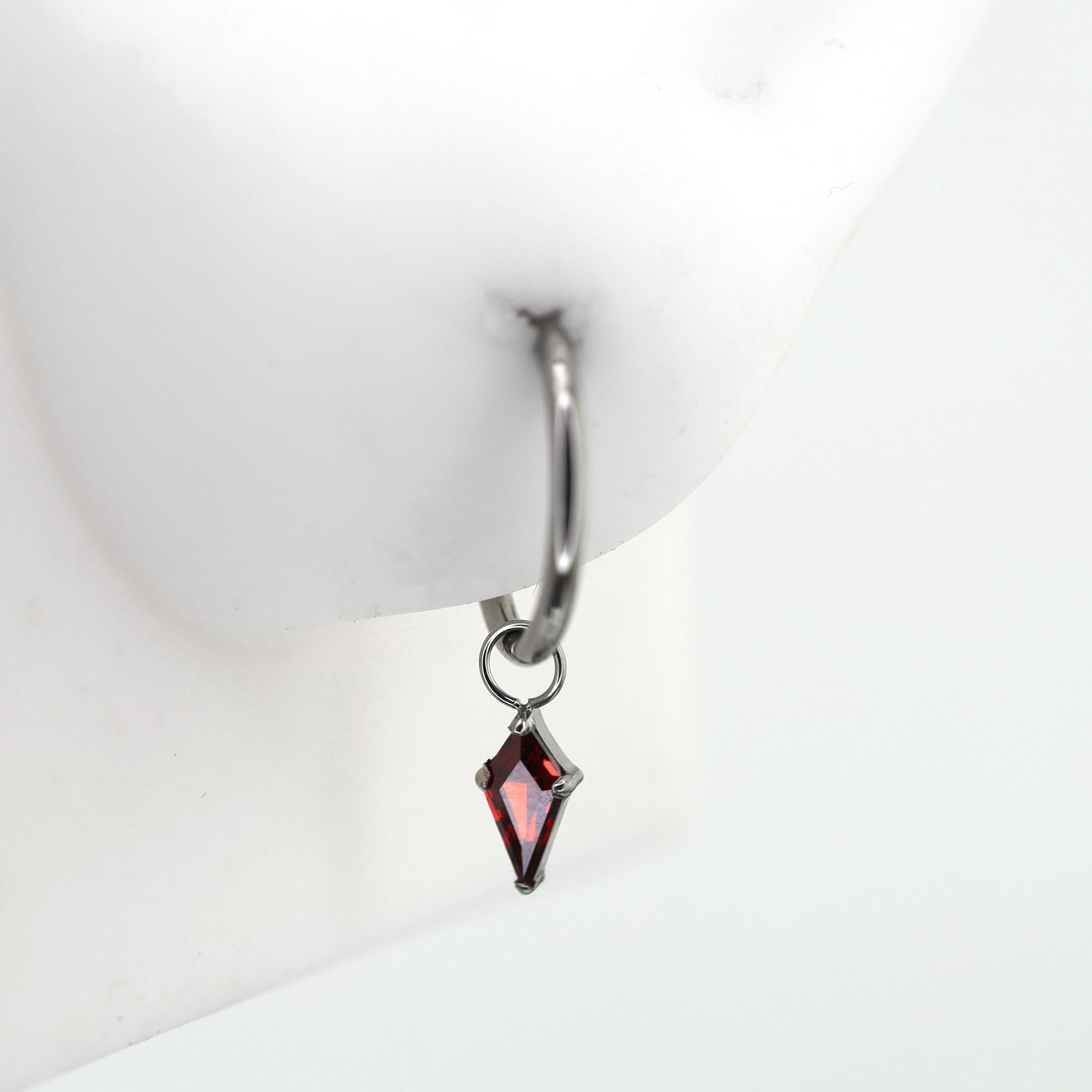 Red Rhombic CZ Pendant Titanium Segment Hoop