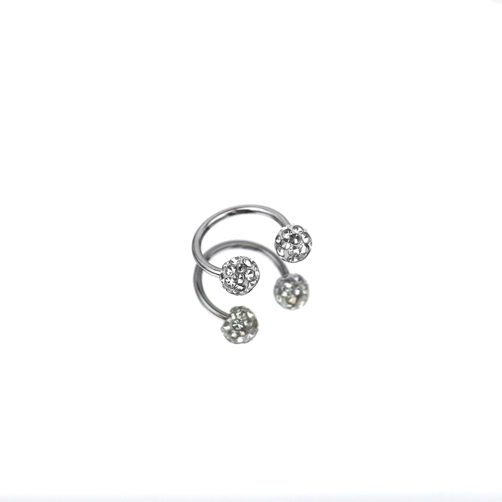 Full CZ Ball Horseshoe Ring