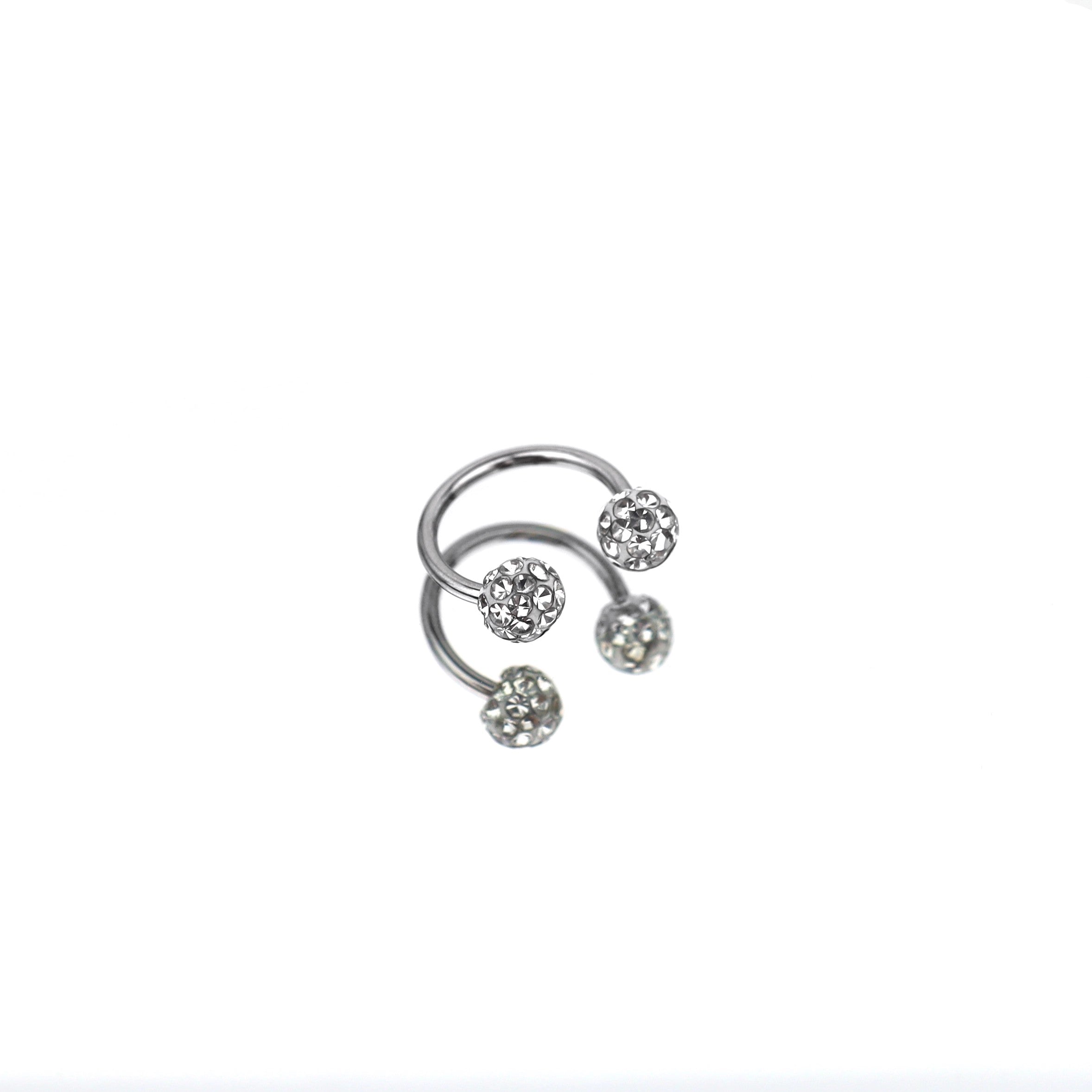 Full CZ Ball Horseshoe Ring