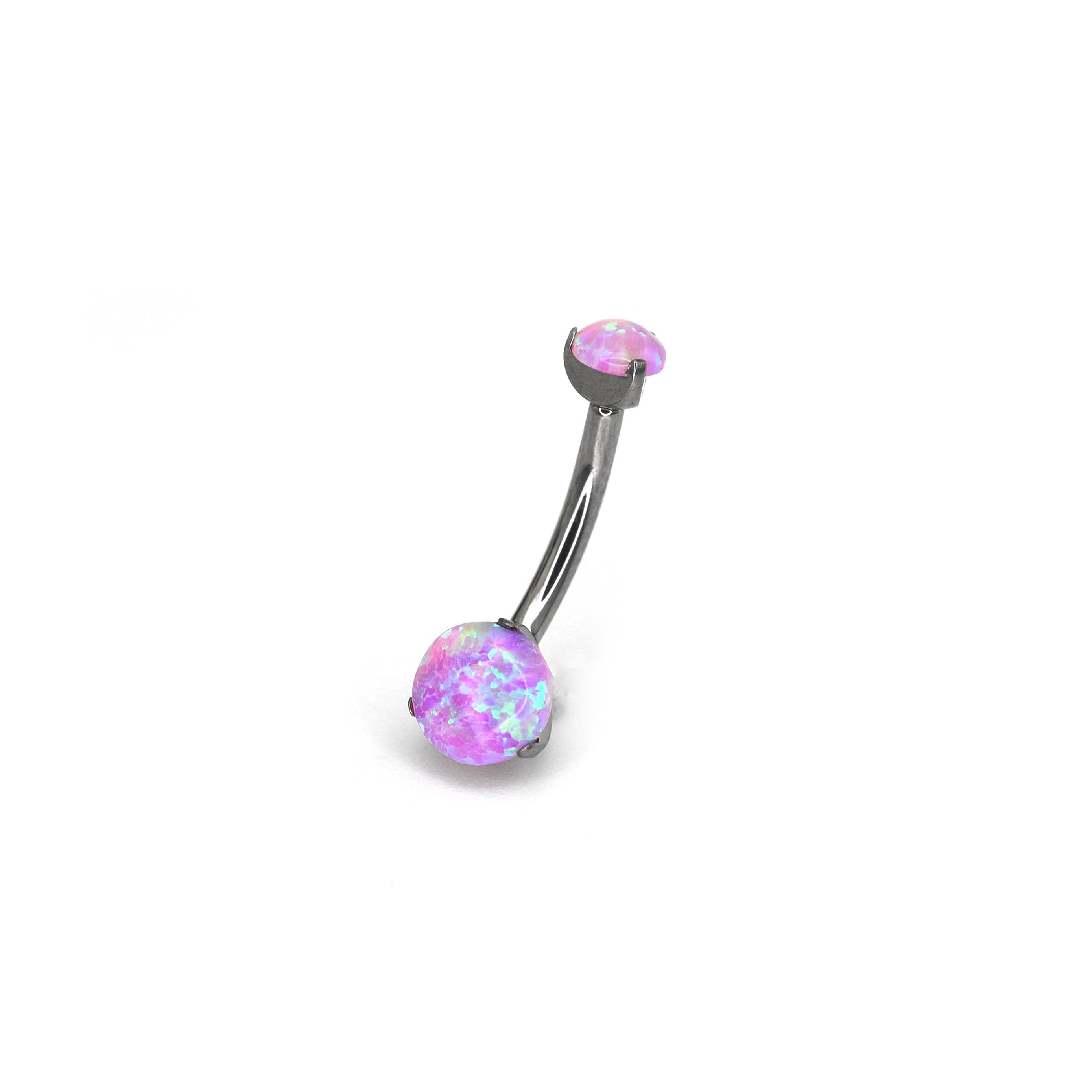 Round Opal Titanium Belly Ring