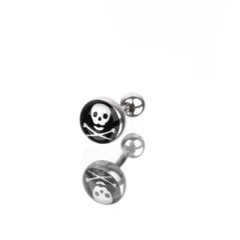 Resin Oil Slick Skull Stainless Steel Ear Ring