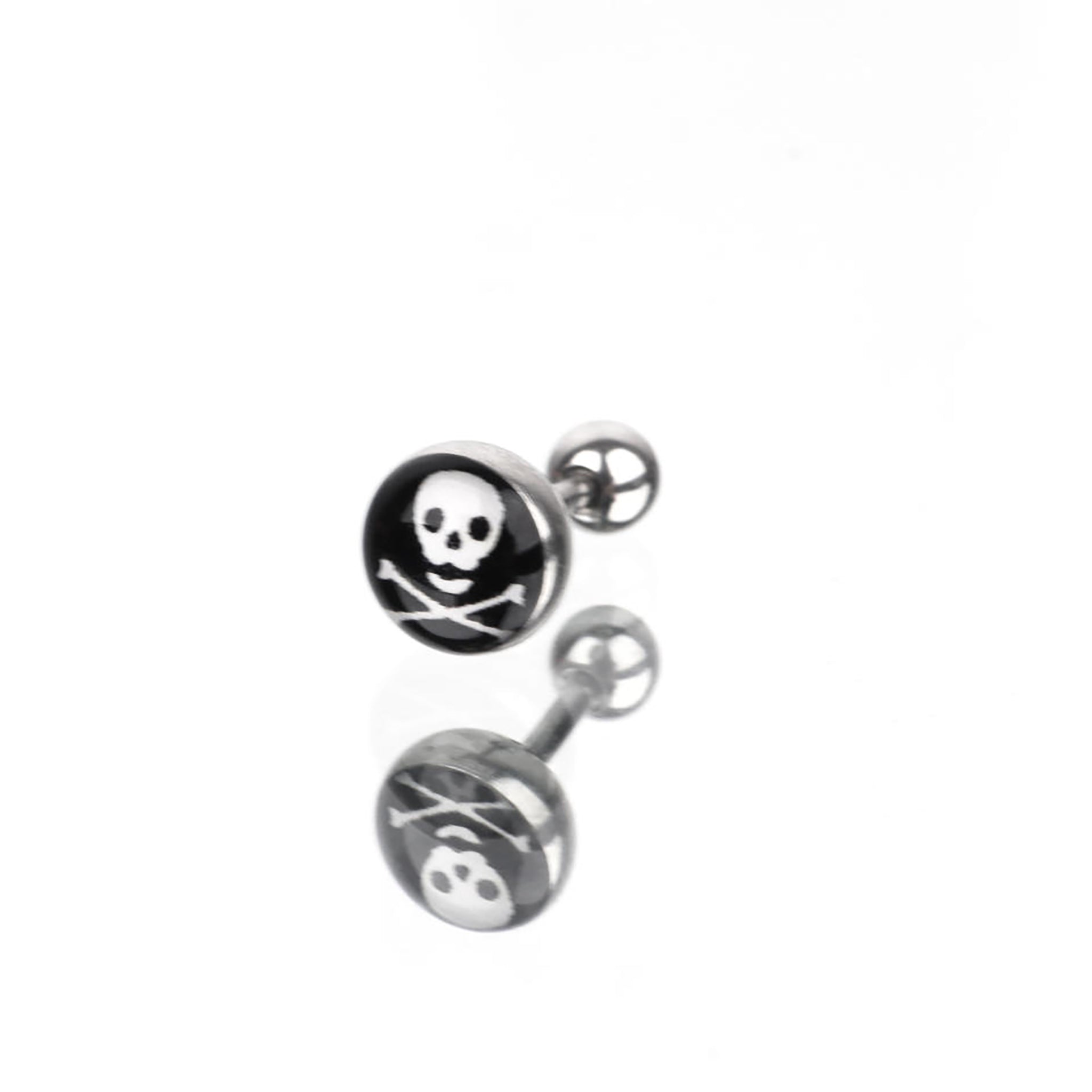 Resin Oil Slick Skull Stainless Steel Ear Ring