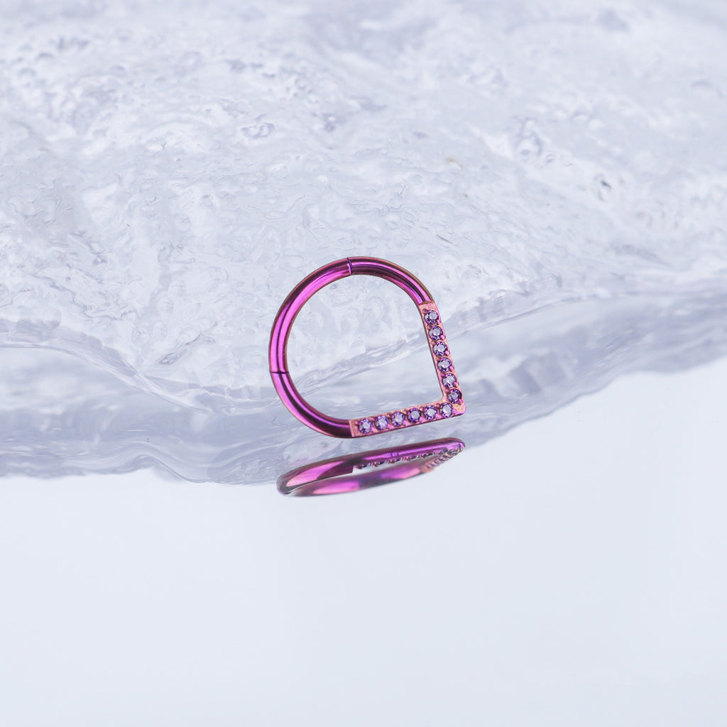 Teardrop CZ Titanium Segment Hoop
