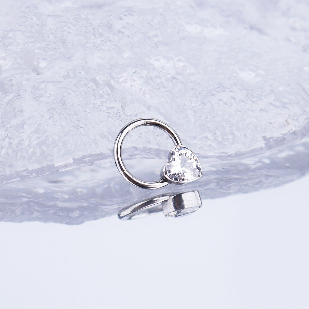 Heart-shaped CZ stainless steel Segment Hoop