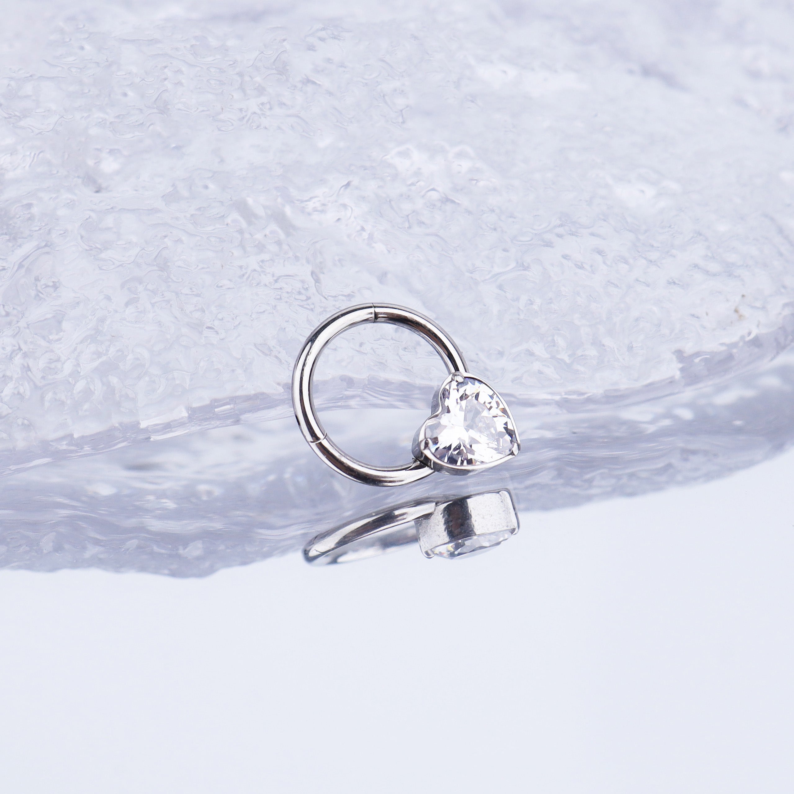 Heart-shaped CZ stainless steel Segment Hoop