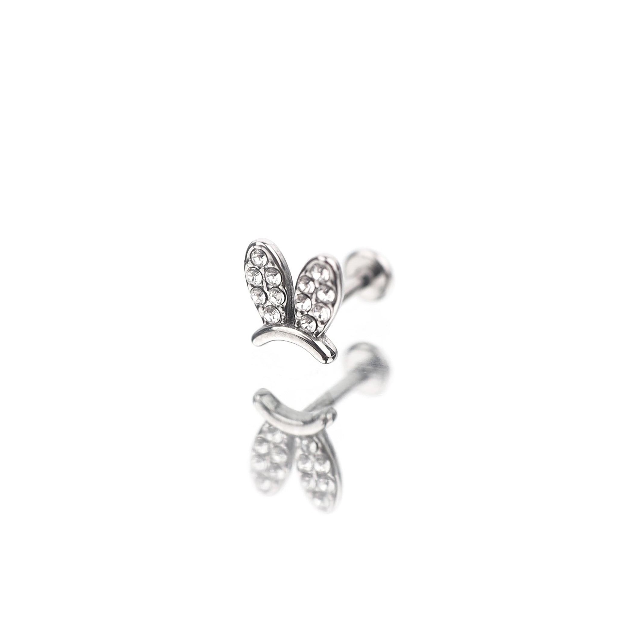 CZ Bunny Ear Stainless Steel Ear Studs