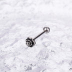 3D Rose Sterling Silver Tongue Stud