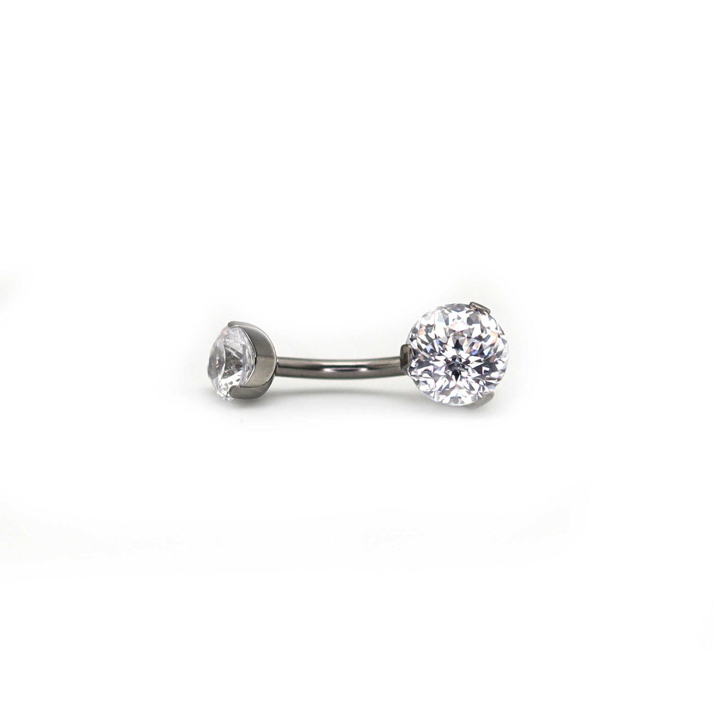 High Shine CZ Titanium Belly Ring