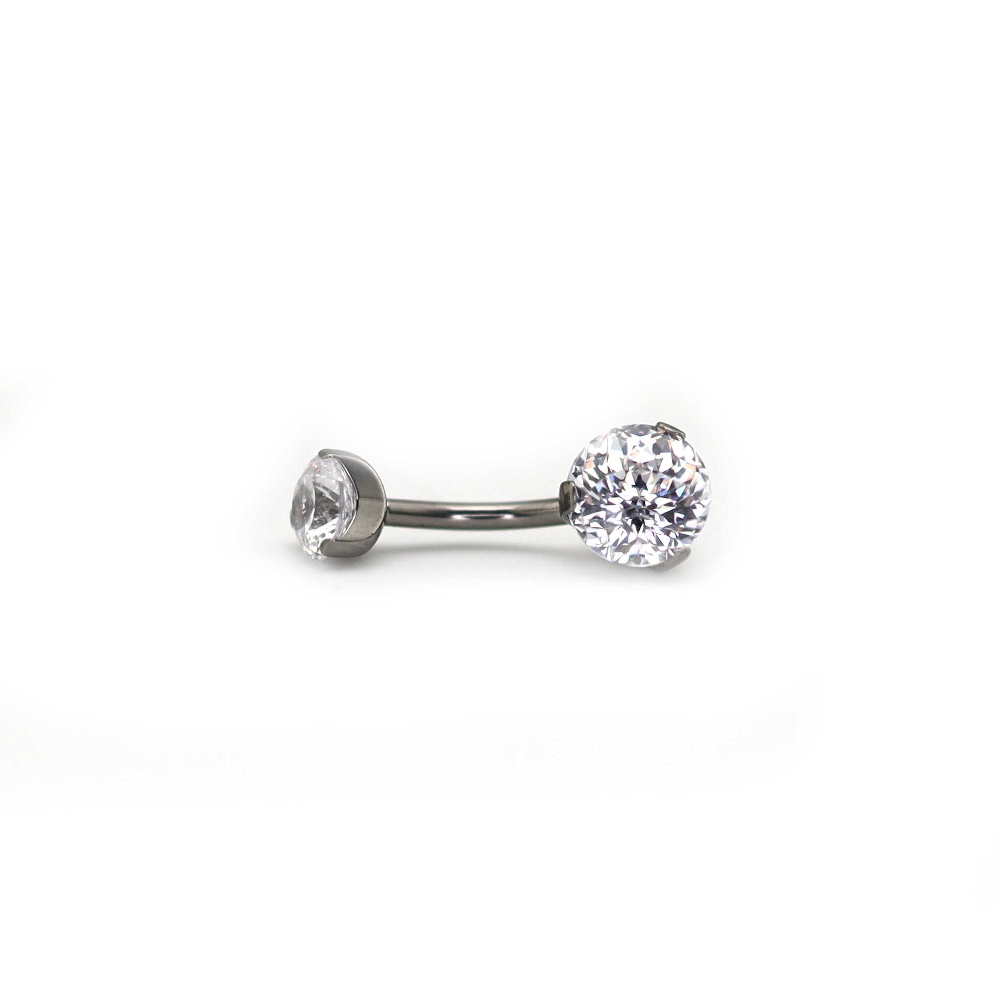 High Shine CZ Titanium Belly Ring