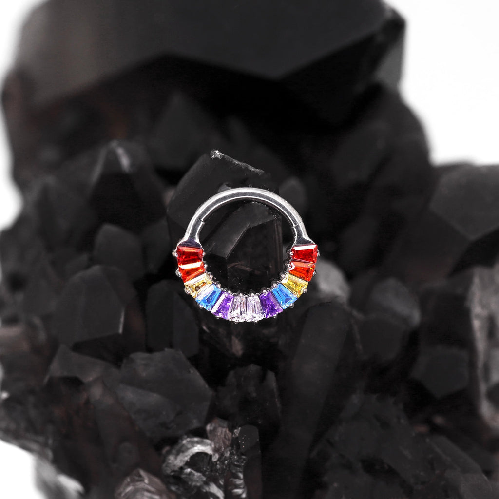 16G Rainbow CZ Titanium Segment Hoop