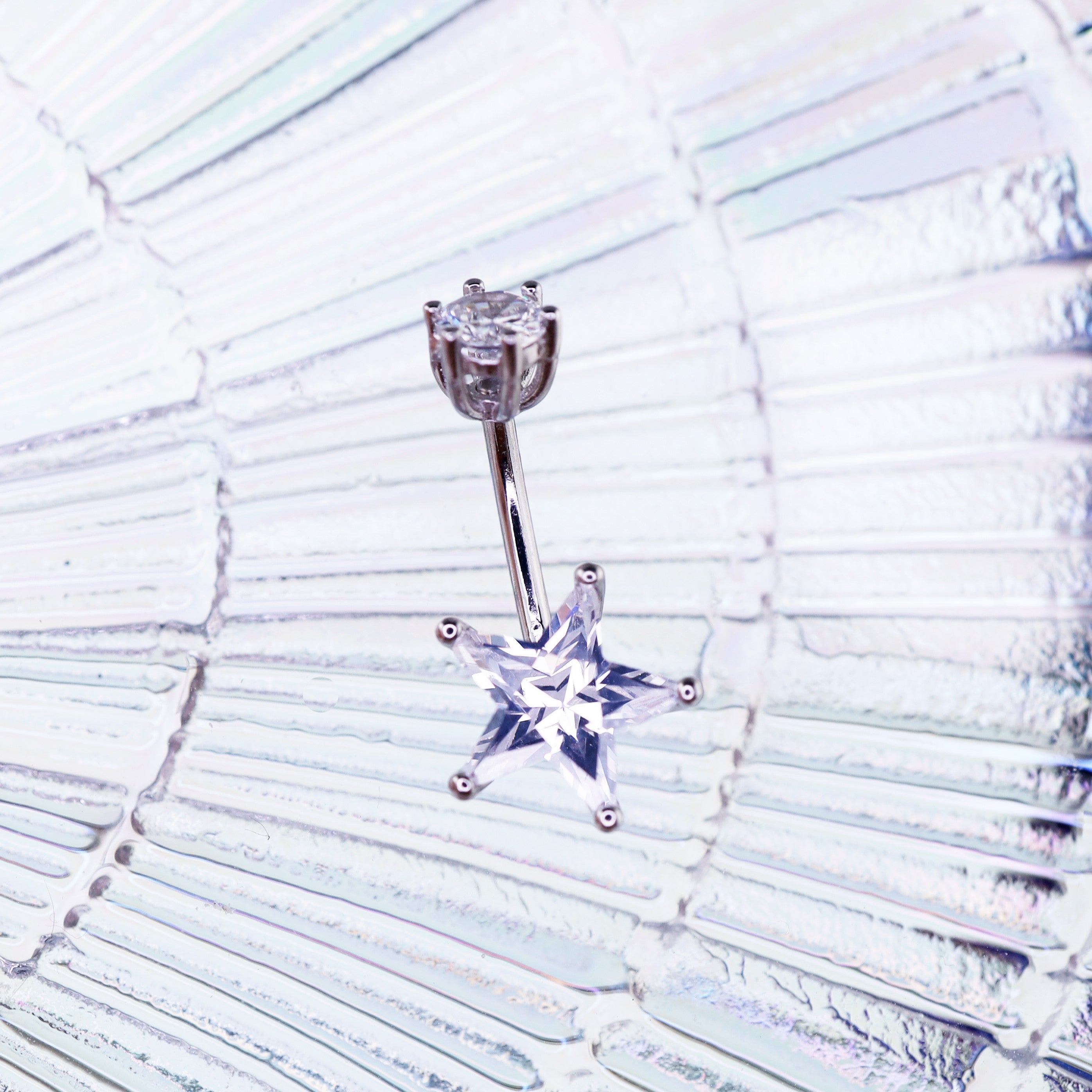 Pentagram CZ S925 Sterling Silver Belly Ring