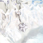 Cherry Blossom Titanium CZ Belly Ring
