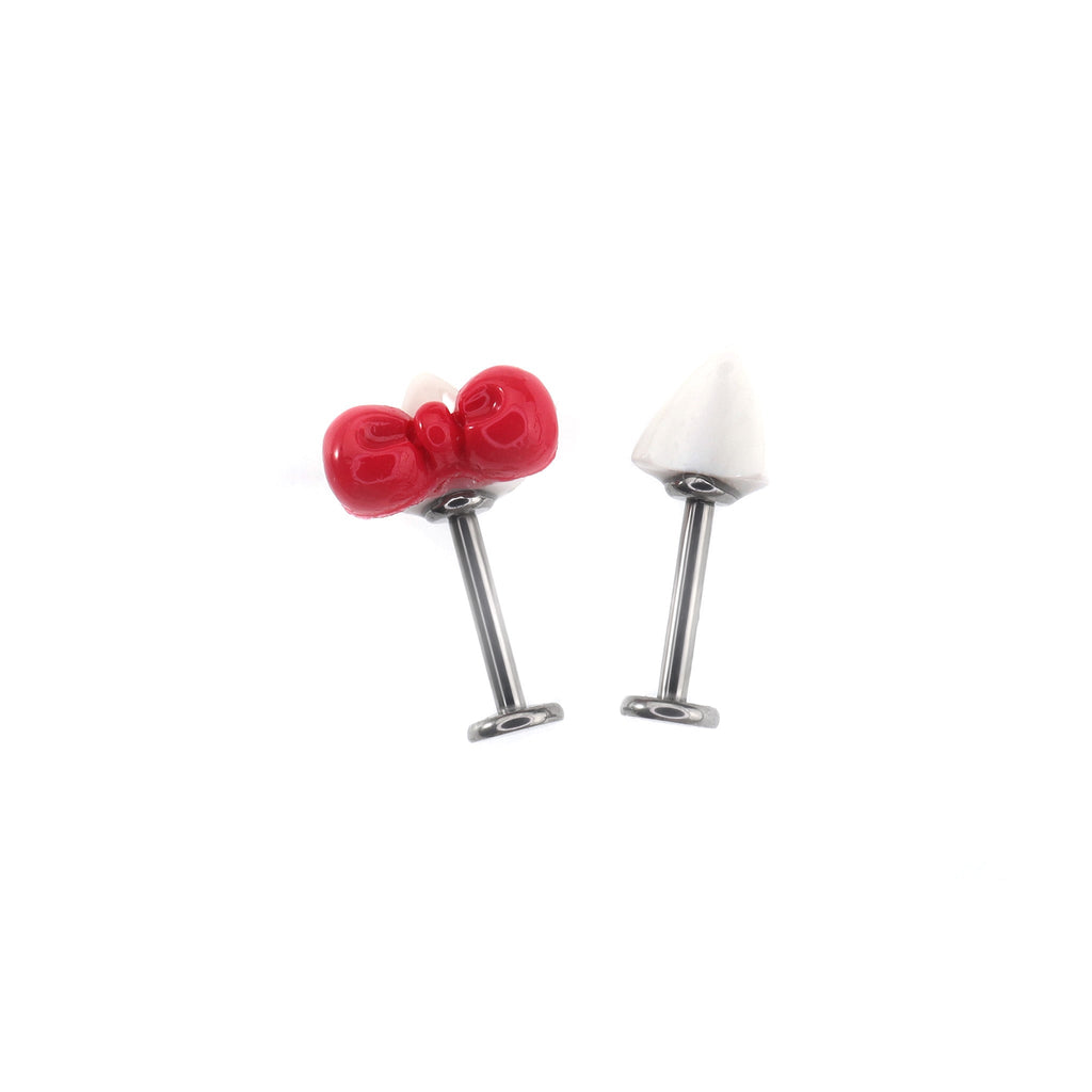 Paws & Purrs - Cute Kitty Bow Titanium Helix Studs