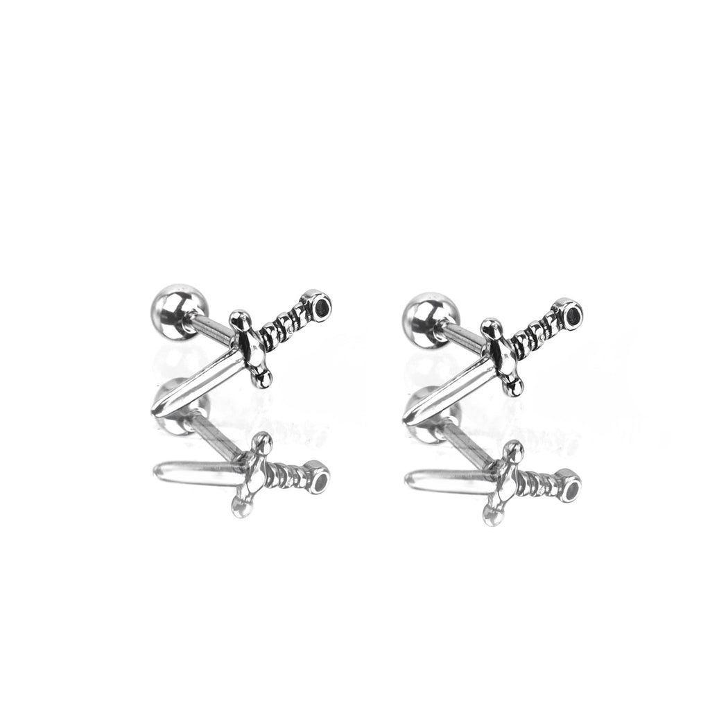 Dagger Externally Threaded Stainless Steel Ear Studs