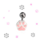 Resin Pink & Black Paw Print tongue stud
