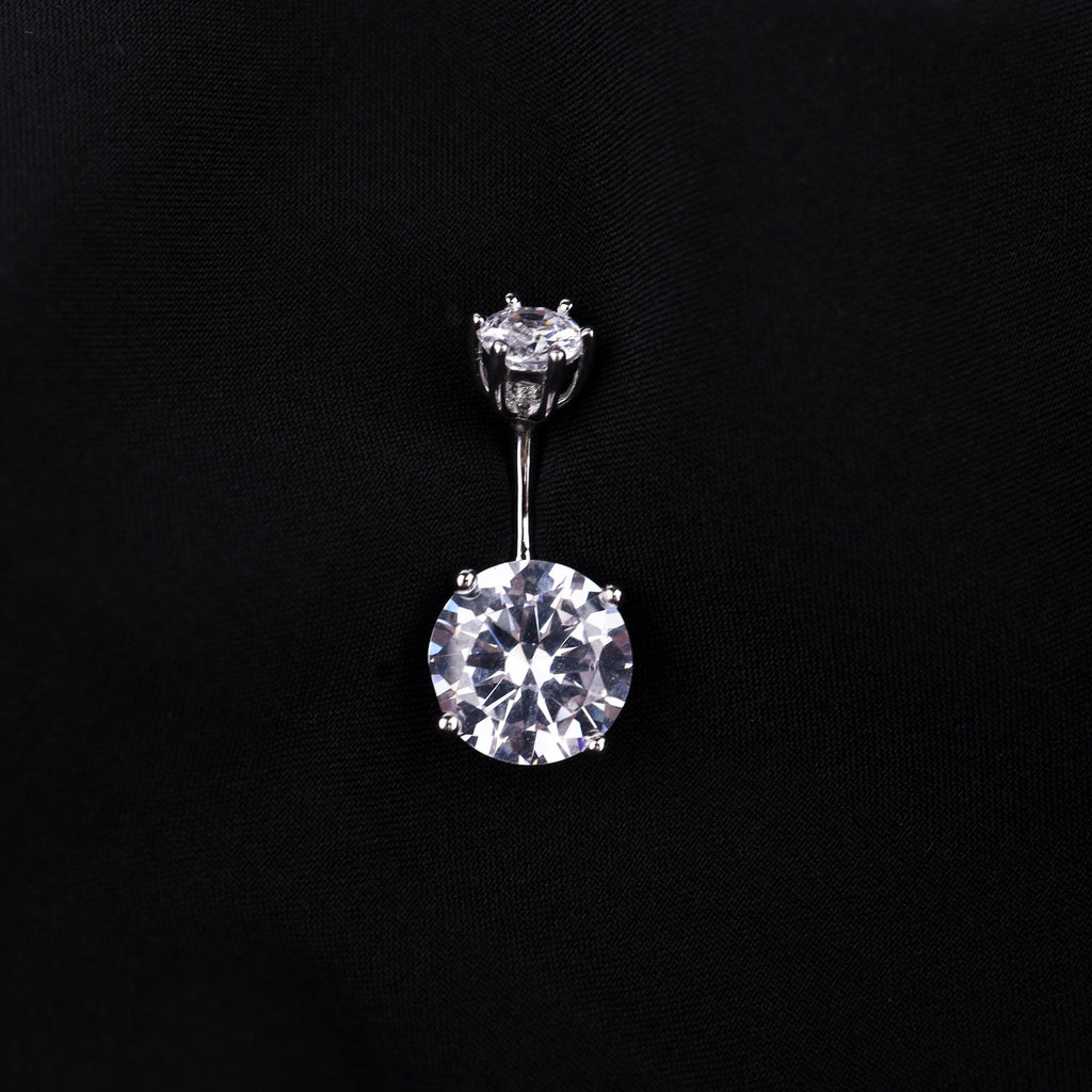 Round CZ S925 Sterling Silver Belly Ring