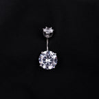 Round CZ S925 Sterling Silver Belly Ring