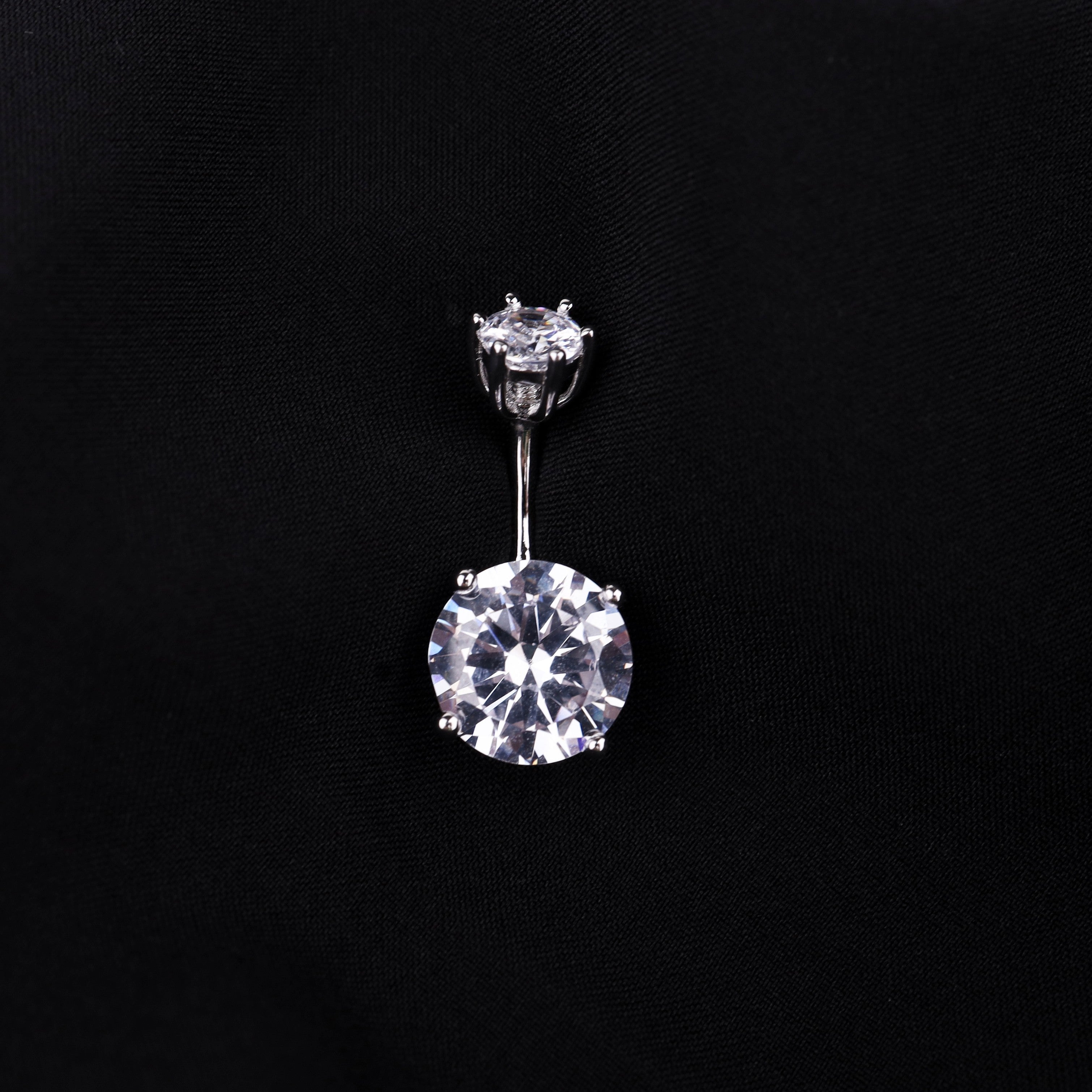 Round CZ S925 Sterling Silver Belly Ring