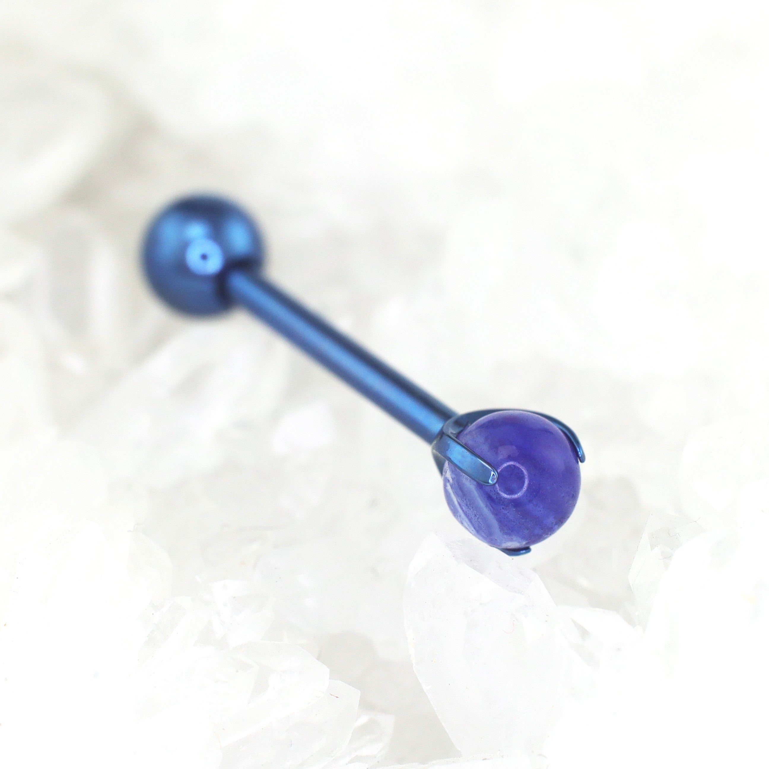 Blue & White Opal Titanium barbell stud