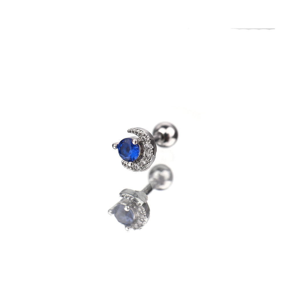Gold & Silver Plated Blue CZ Moon Ear