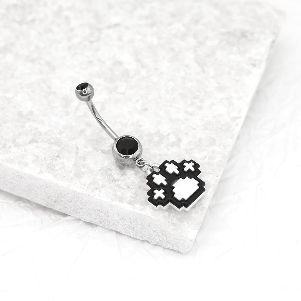 Pixel Art Cat Paw Pendant Belly Ring