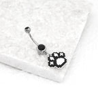 Pixel Art Cat Paw Pendant Belly Ring