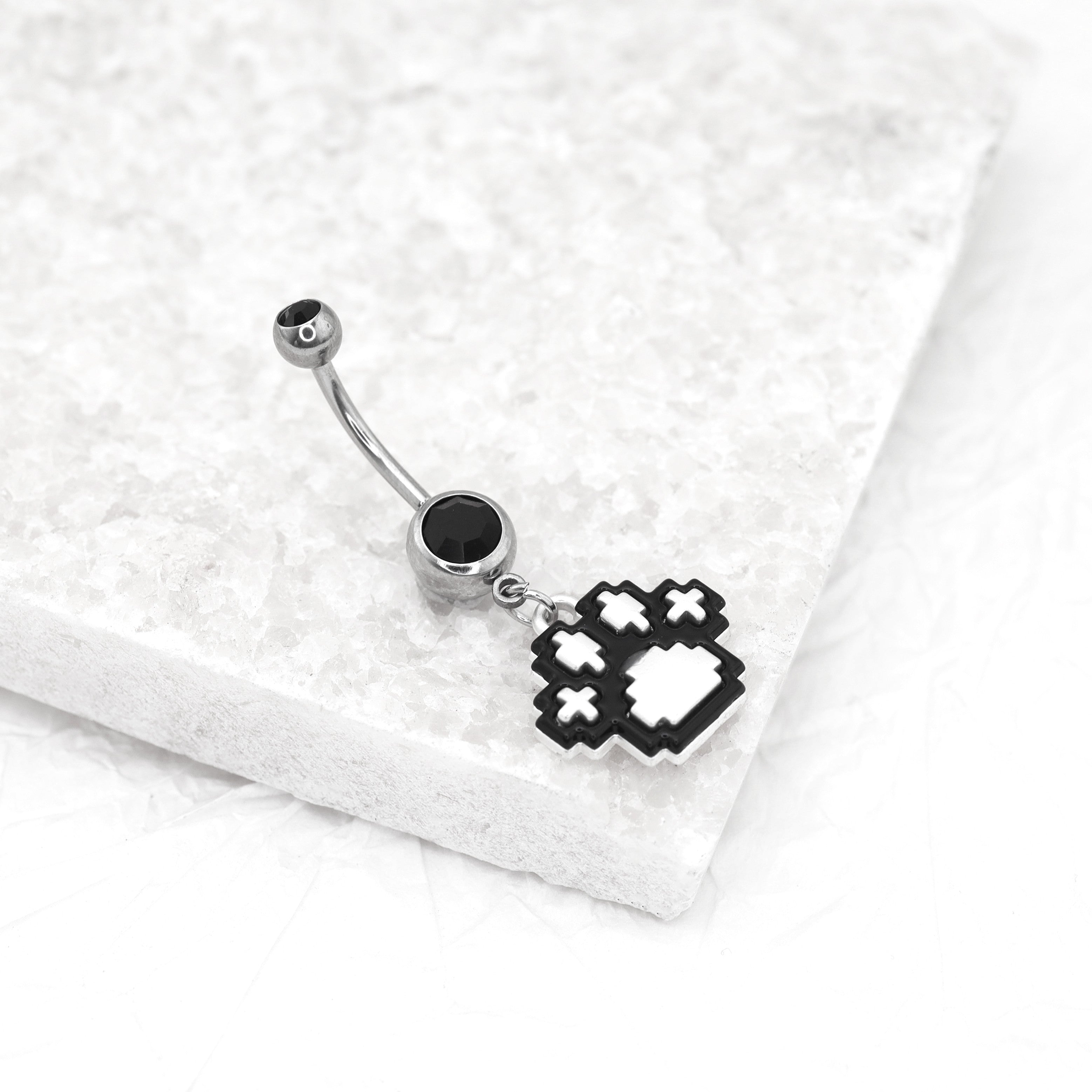 Pixel Art Cat Paw Pendant Belly Ring