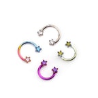 Star Shaped CZ Titanium Horseshoe Ring
