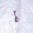 Teardrop CZ Internally Threaded Titanium Belly Ring