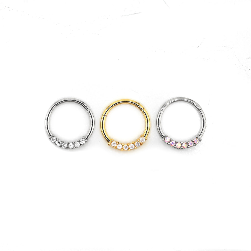 Mini CZ stainless steel Segment Ring