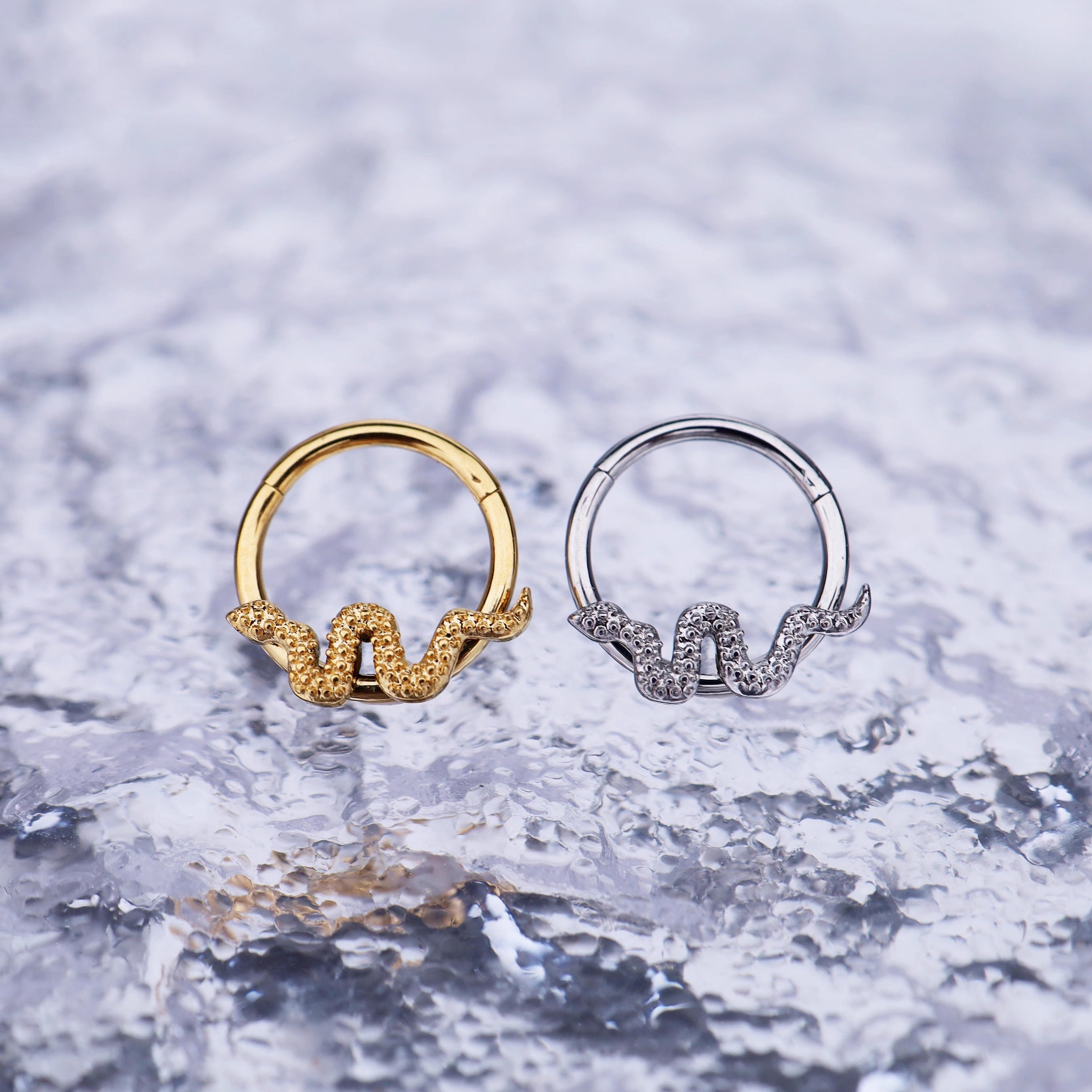 Engraved Serpent stainless steel Segment Ring