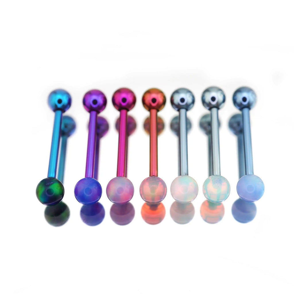 14G Opal Internally Threaded Titanium Barbell