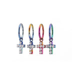 CZ Cross Pendant Titanium Segment Hoop