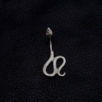 Engraved snake stainless steel belly stud