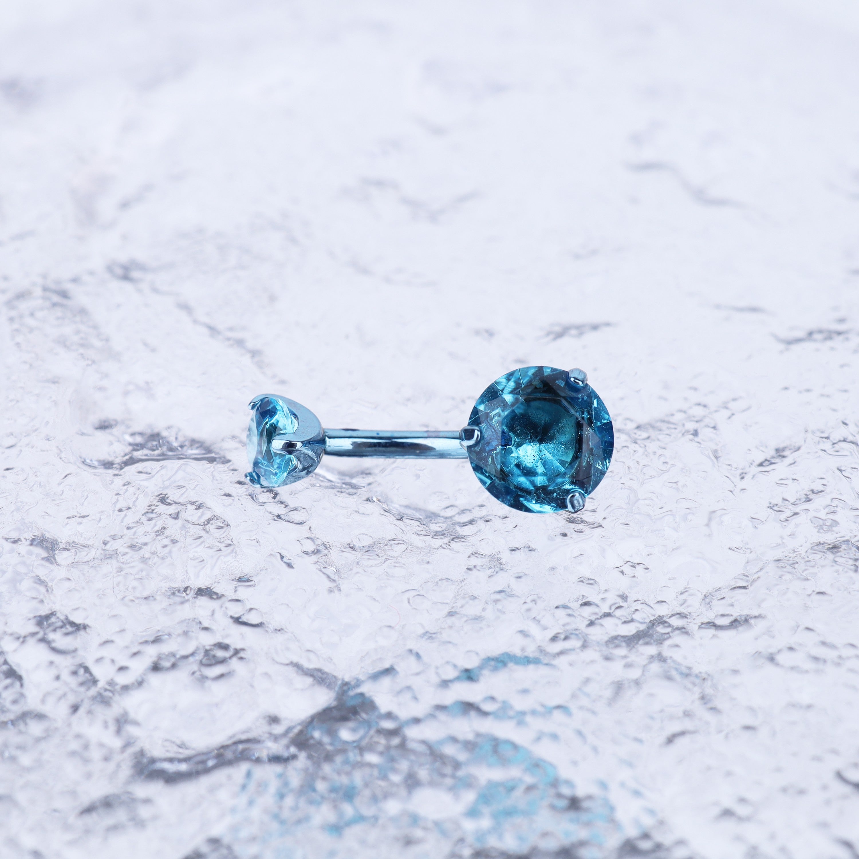 Round CZ Titanium Belly Ring