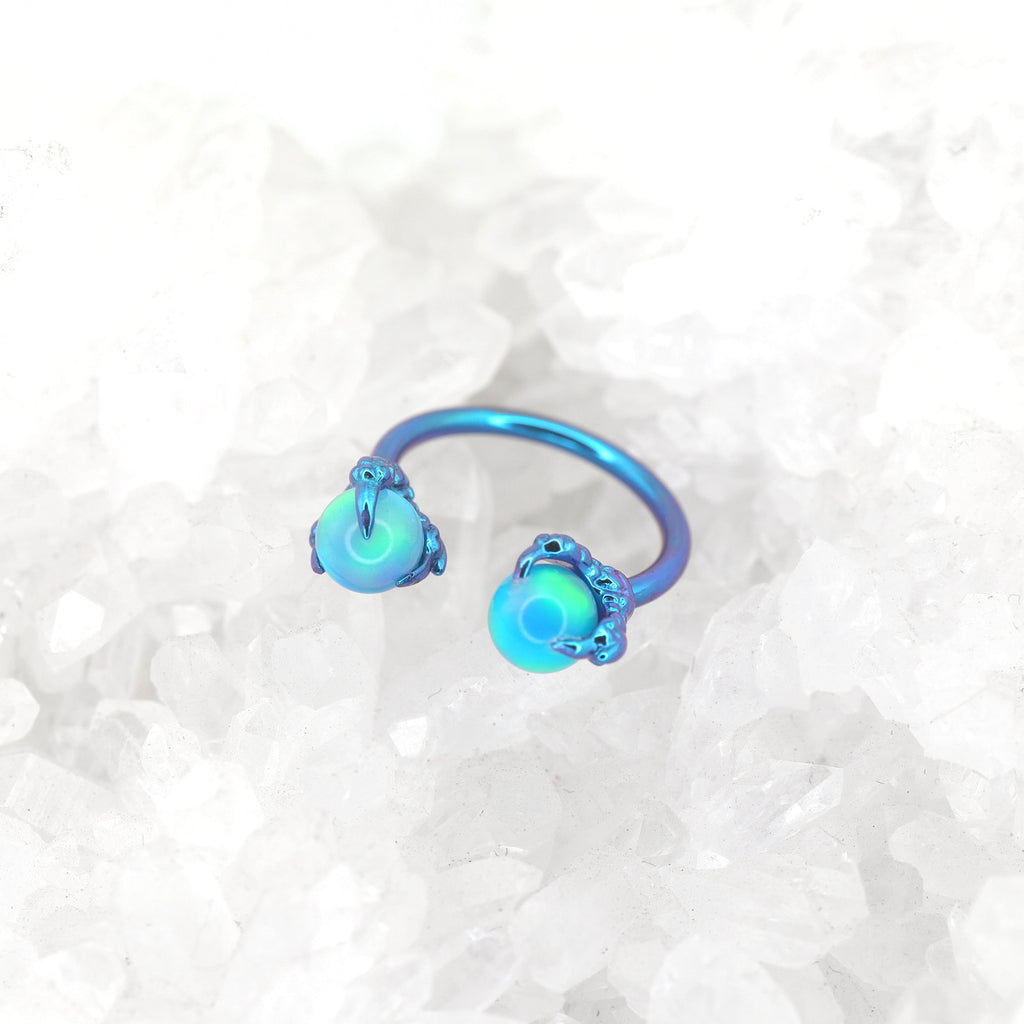 Dragon's claw Opal Titanium Horseshoe Ring