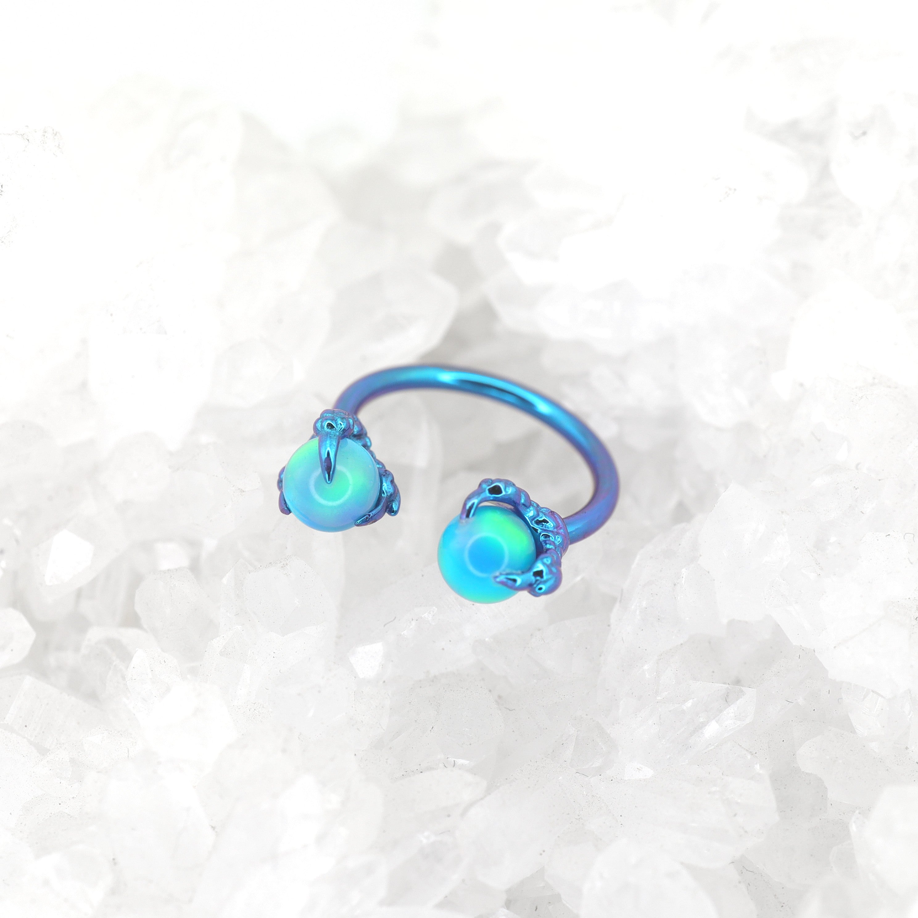 Dragon's claw Opal Titanium Horseshoe Ring